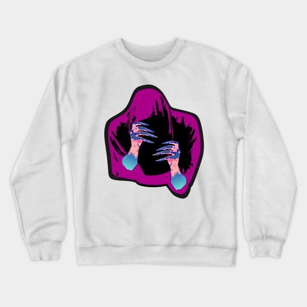 faceless mysterious figure with scary long nails Crewneck Sweatshirt by Forrosa